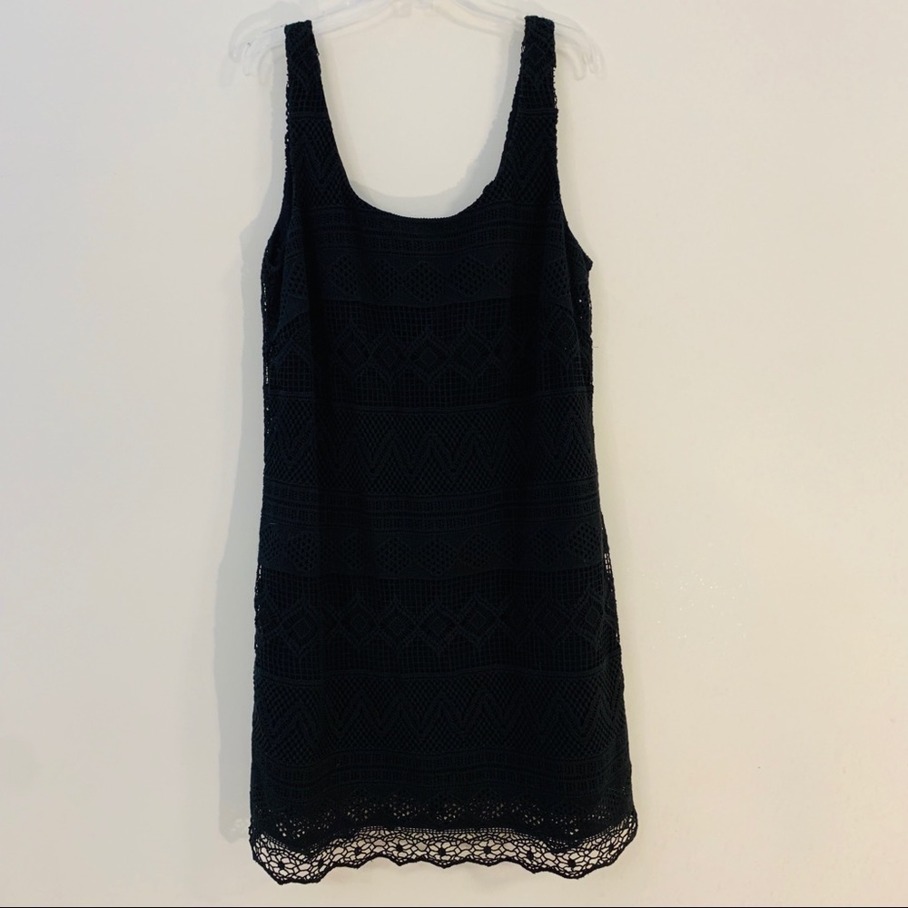J.Crew Factory Black Crochet Lined Shift Dress 12